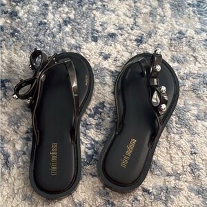 Mini Melissa Black Sandals with Metallic Accents